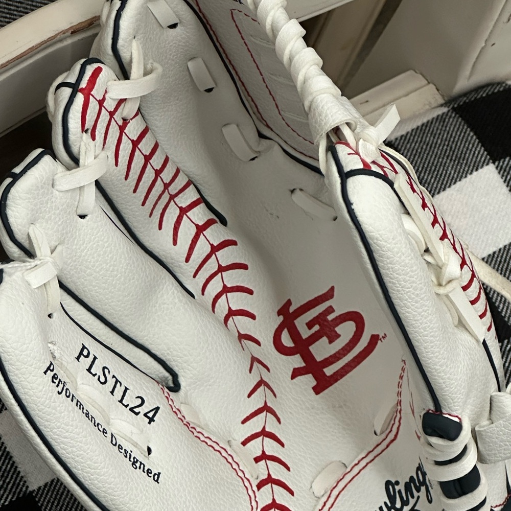 Rawlings White Red St. Louis Cardinals Kids Baseball Glove for a left Hander - Picture 2 of 10
